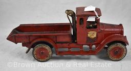 Arcade Cast Iron "International Harvester Trucks" Red Baby Dump Truck with hoist