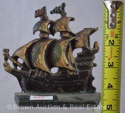 Pr. Cast Iron 4.25"h Ship bookends