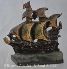 Pr. Cast Iron 4.25"h Ship bookends