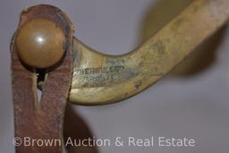 Pr. North and Judd Hercules Bronze horse heads spurs, anchor mark