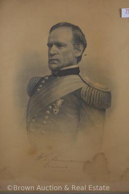 Framed picture of William Tecumseh Sherman/Civil War General, 12" x 14"