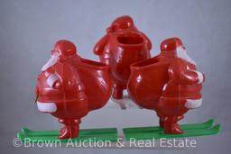 Assortment of (6) Vintage Santa items incl. candy holders, mantel decorations and battery-operated