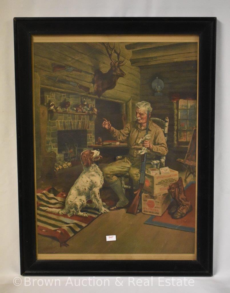 Framed Remington paper advertisement lithograph, 24" x 18"