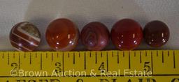 (15) Assorted marbles, assorted sizes of red and brown