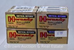 (4) Boxes of Hornady 9mm Luger ammo