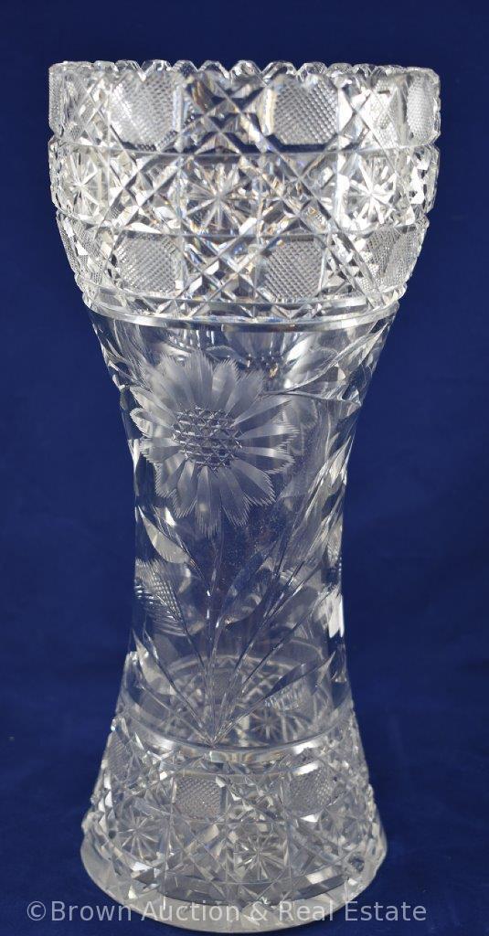 Cut Glass 12"t corset-shaped vase