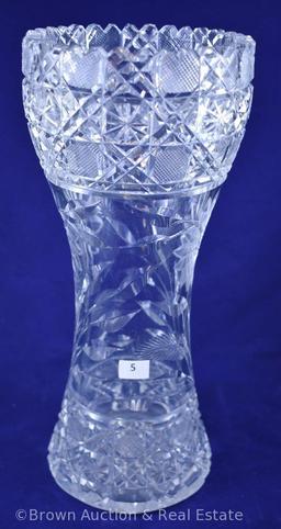 Cut Glass 12"t corset-shaped vase