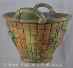 Weller Pottery Flemish Rose basket, 6.5"h