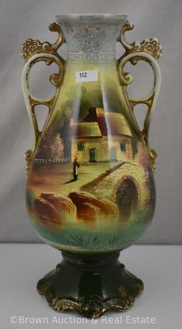 Mrkd. England 14.5"h dbl. handled vase