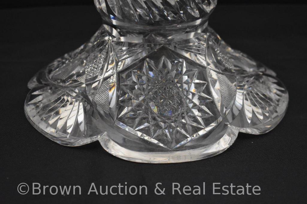 Stunning American Brilliant Cut Glass punch bowl with base