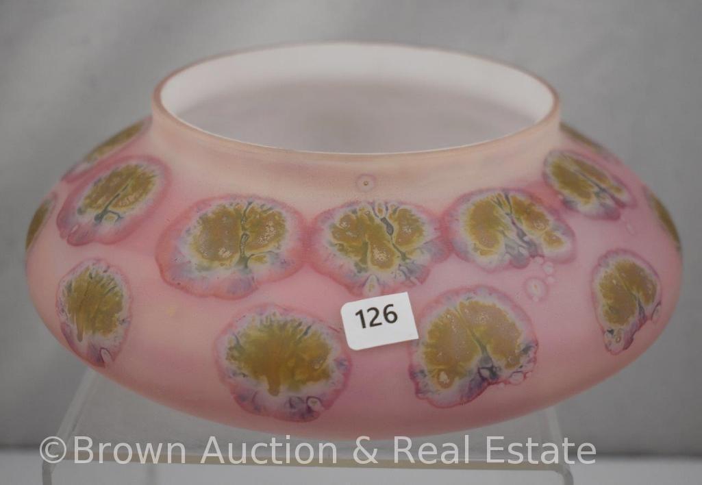 Pink satin glass bowl, 8.5"d x 3"h