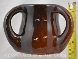 Mrkd. Owens Utopia 3-handled 5" glaze love mug, #234