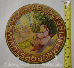 (2) Tin ABC plates made in Bryan, Ohio