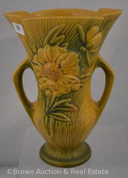 Roseville Peony 60-7" vase, yellow