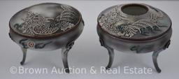 Mrkd. Nippon 3 pc. Dresser set decorated with moriage dragons