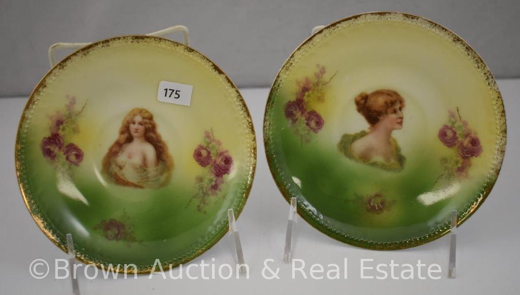 (3) Mrkd. Victoria Austria cup and saucer sets, all with portraits