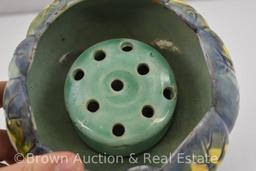 Blended glaze planter with attached flower frog