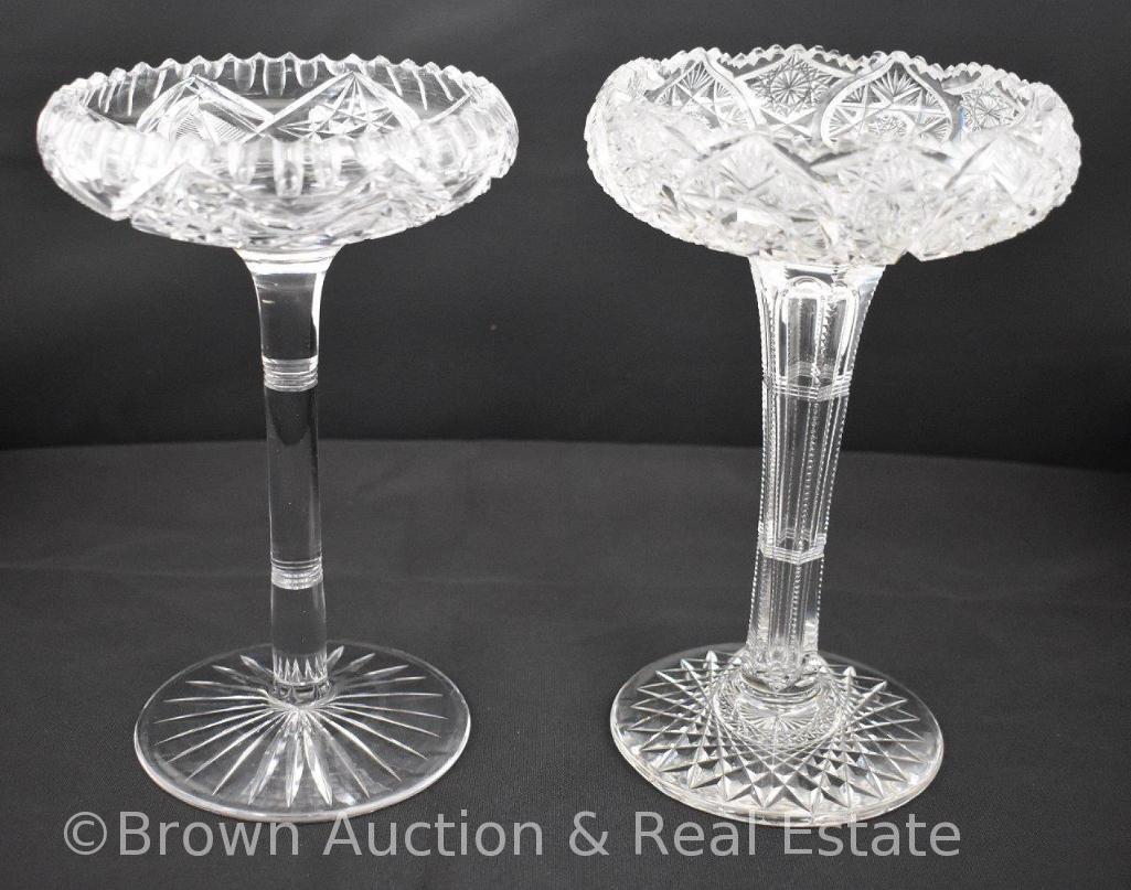 (2) American Brilliant Cut Glass 9"h compotes