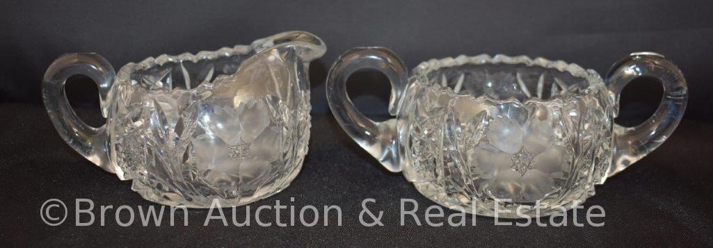 (2) American Brilliant Cut Glass creamer and sugar sets