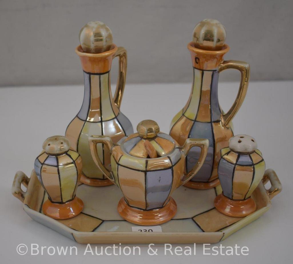 Japan 6 pc. Condiment set, Art Deco decoration