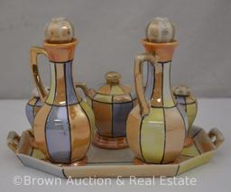 Japan 6 pc. Condiment set, Art Deco decoration