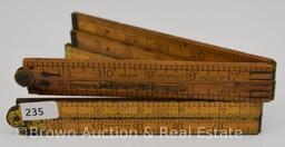 (2) Wood and brass folding rulers