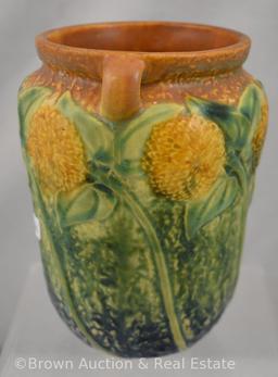 Roseville Sunflower 6" handled vase