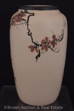 Mrkd. Weller Hudson white and decorated 7.5" vase