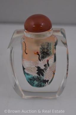 (6) Japanese Slateblu reverse painted perfume bottles