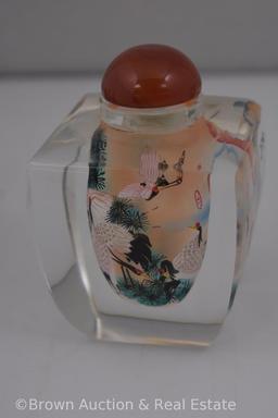 (6) Japanese Slateblu reverse painted perfume bottles