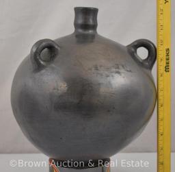 Ball-shaped Mexican black jug, 3-handled
