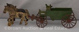 Cast Iron horse drawn "Sand and Gravel" wagon pulled by 2 horses