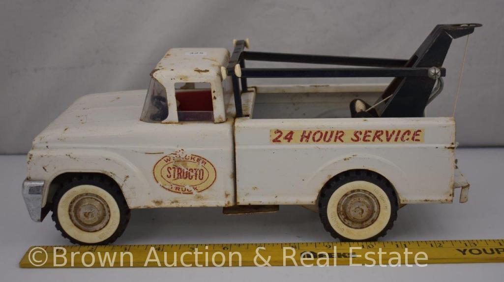 Structo Toys 1960's Ford cab 24 hour service wrecker tow truck, rare V