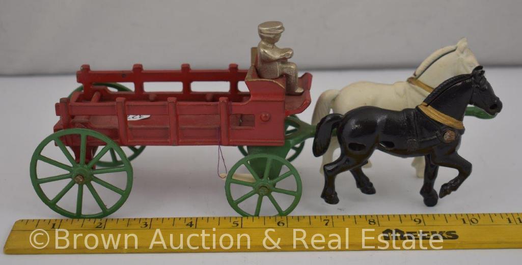 Cast Iron horse drawn stake bed beer cart