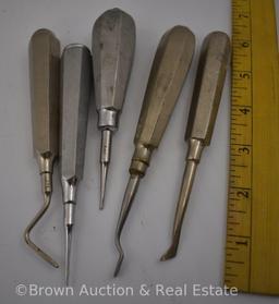 Assortment of old medical and dental tools