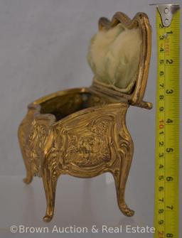 (2) Art Nouveau gold gilt jewelry casket/trinket boxes