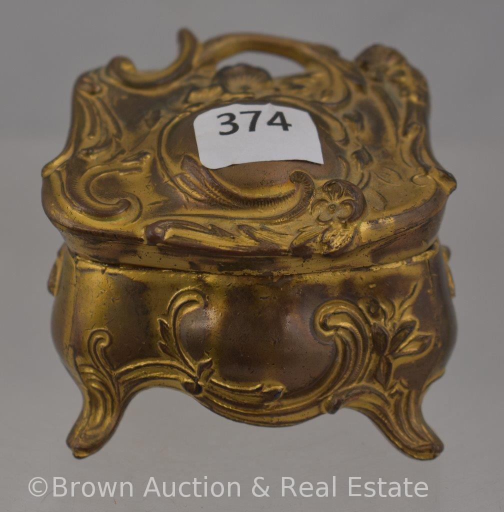 (4) Art Nouveau gold gilt jewelry casket/trinket boxes