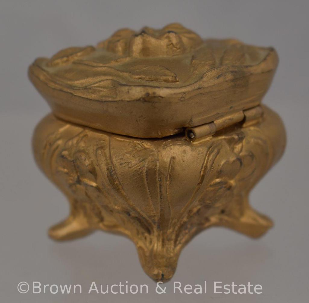 (4) Art Nouveau gold gilt jewelry casket/trinket boxes