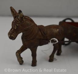 Cast Iron donkey and red pull cart