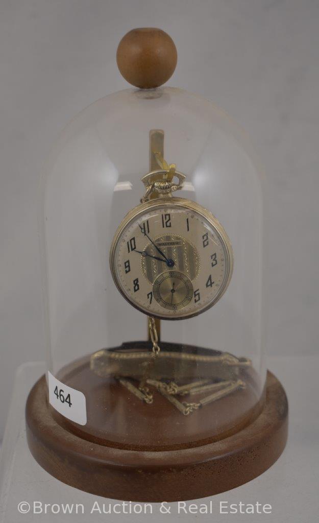 Waltham open face pocket watch, decorative chain with knife