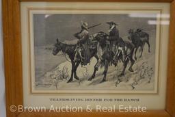 (4) framed Frederick Remington Prints