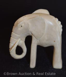 (2) Oriental hand carved elephant pieces