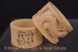 Pr. Of Oriental hand carved napkin rings