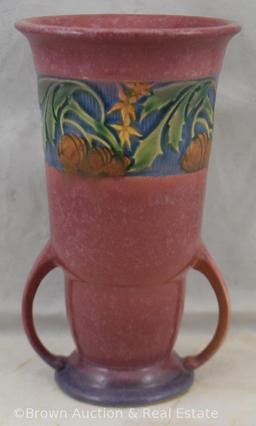 Roseville Baneda 593-8" vase, red