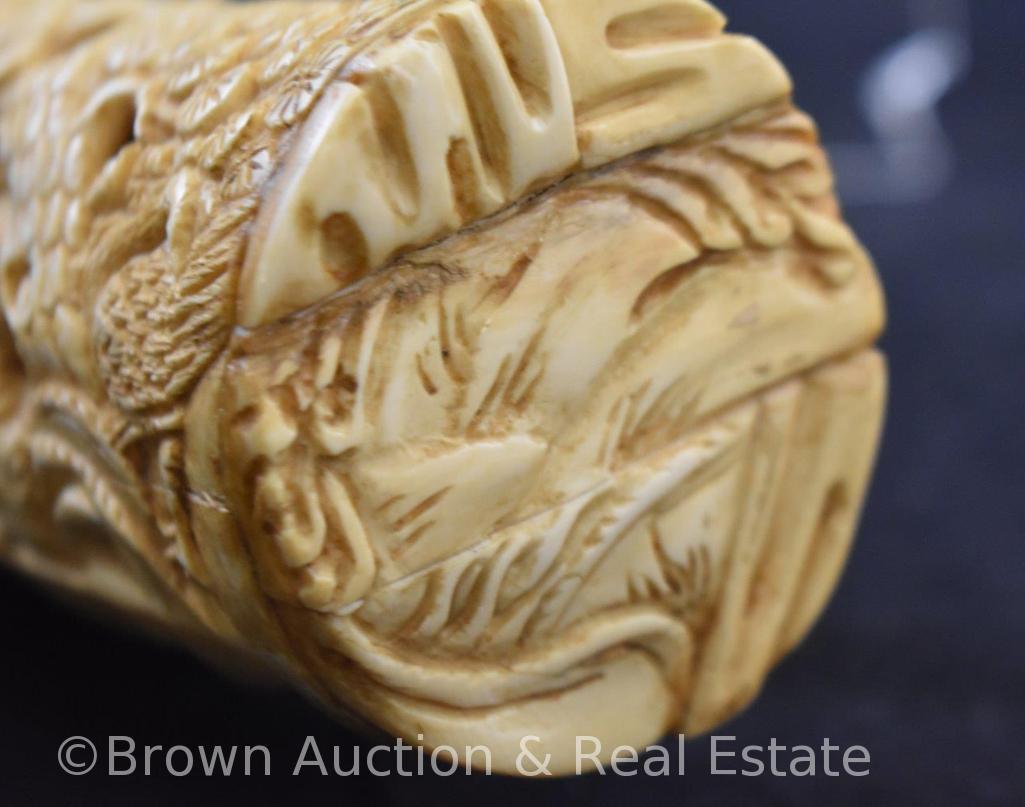 Oriental hand carved bone?, 11.5"l