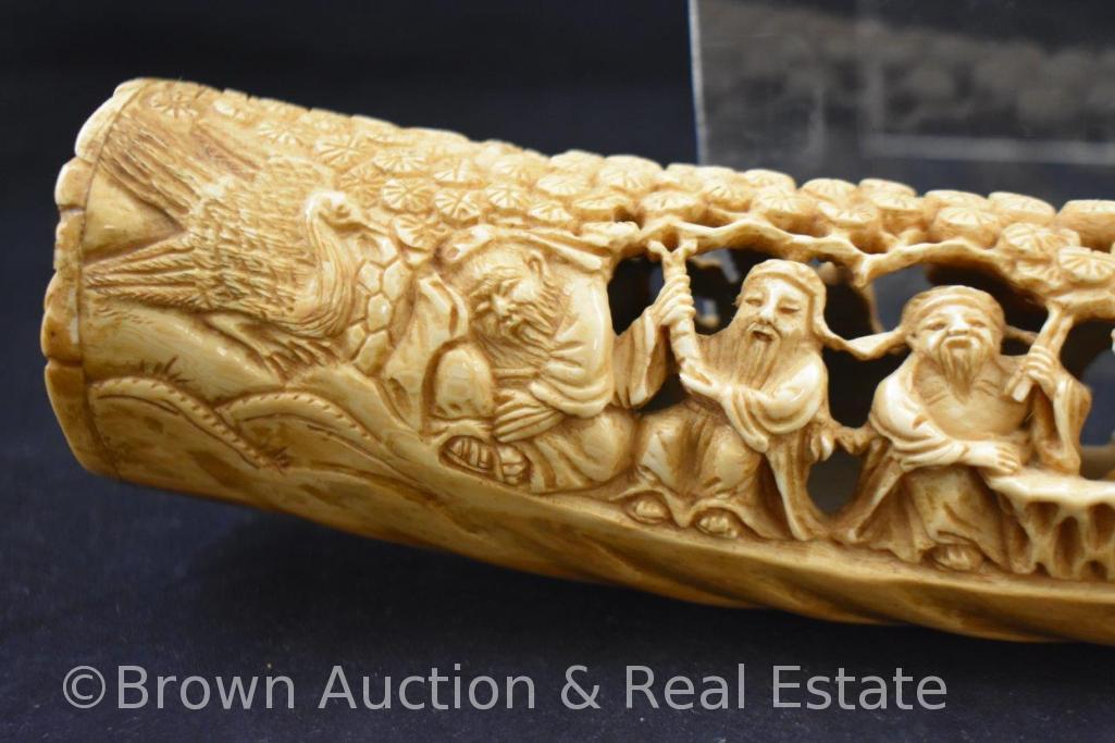 Oriental hand carved bone?, 11.5"l