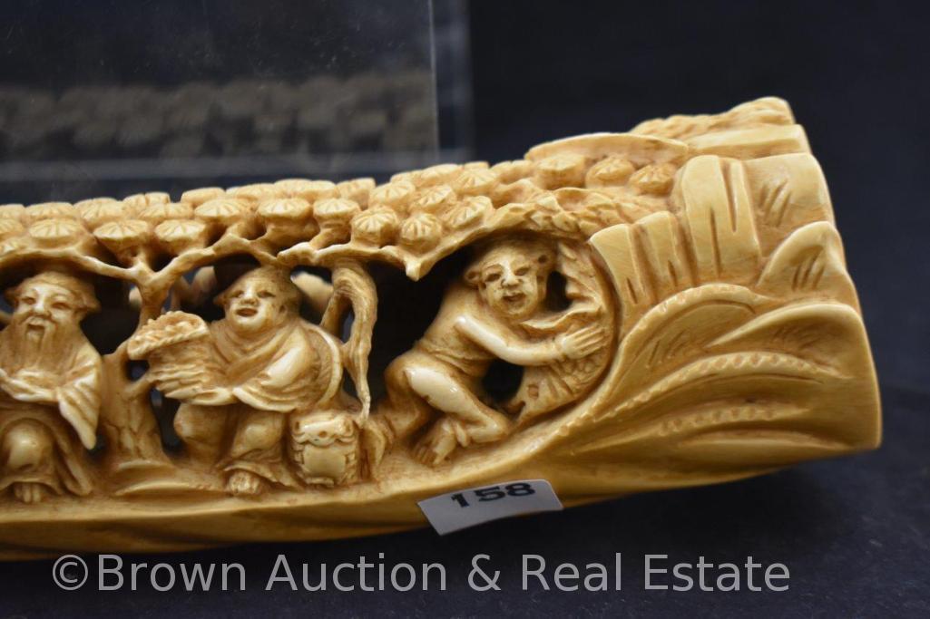 Oriental hand carved bone?, 11.5"l