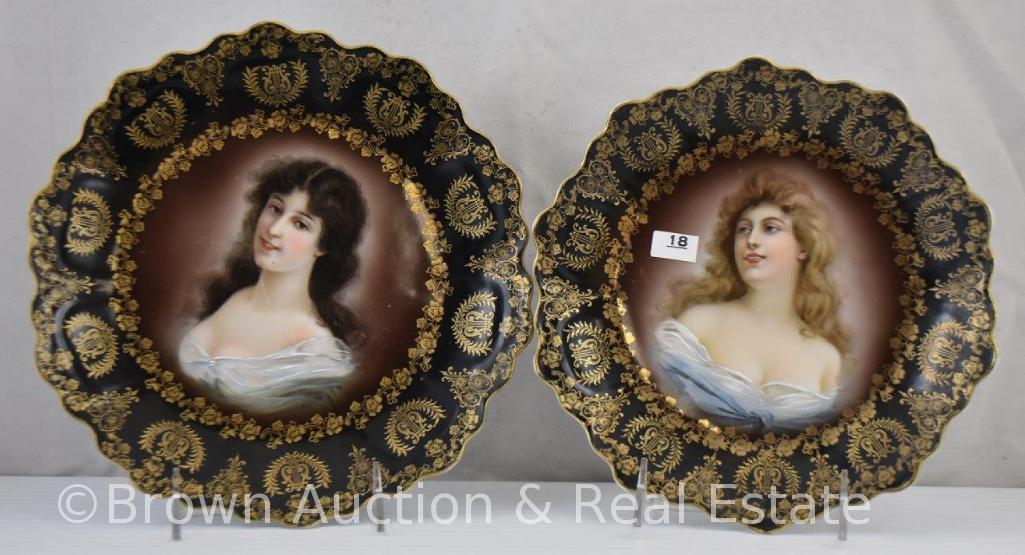 (2) Mrkd. Bavaria portrait plates