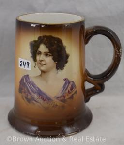 (2) Portrait brown mugs