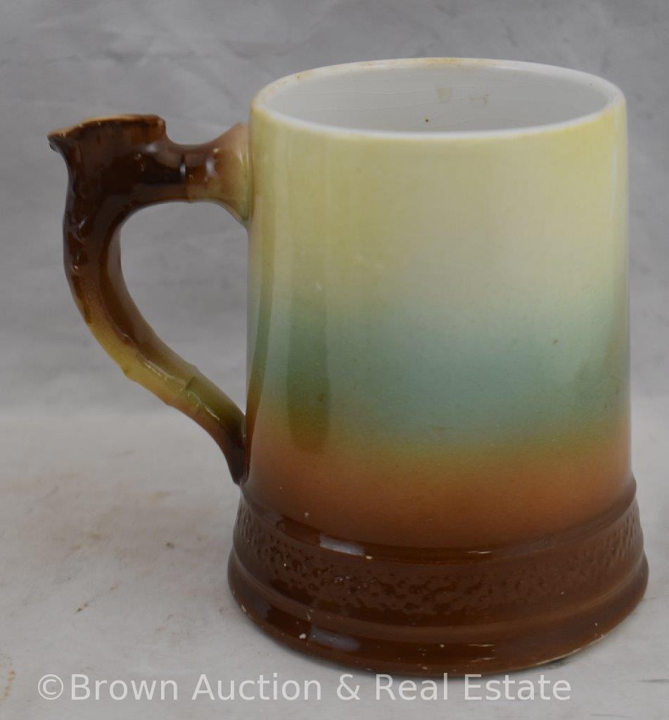 (2) Portrait brown mugs